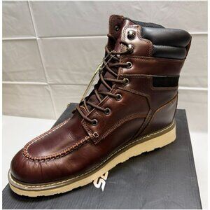 SUREWAY Heavy Duty Soft Toe Full Grain Leather Work Boots Red Wine Size 12 NEW